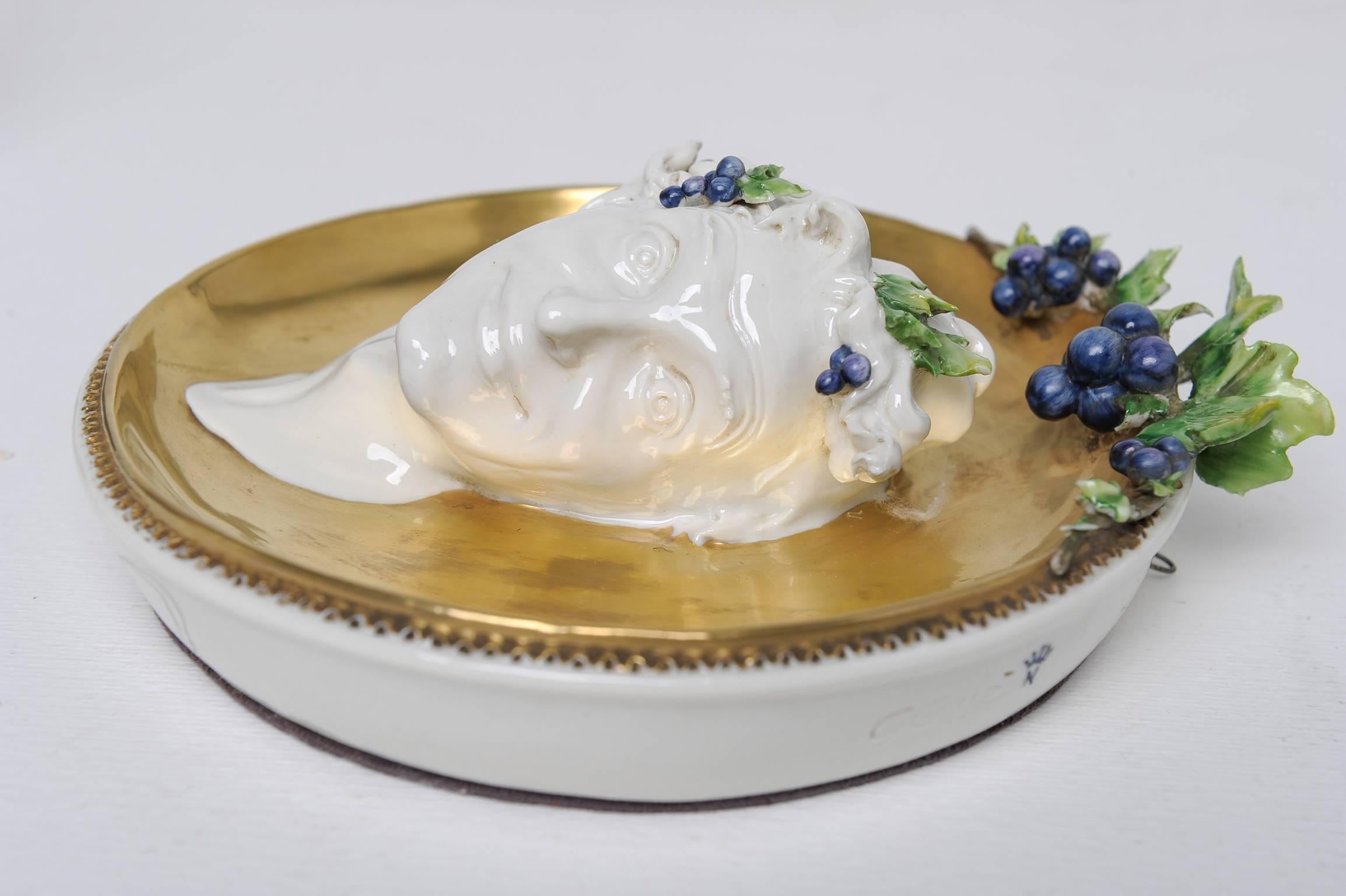 Bacchus and Ariadne Porcelain Plates Sculpture for Wall, Cappé Signed 1