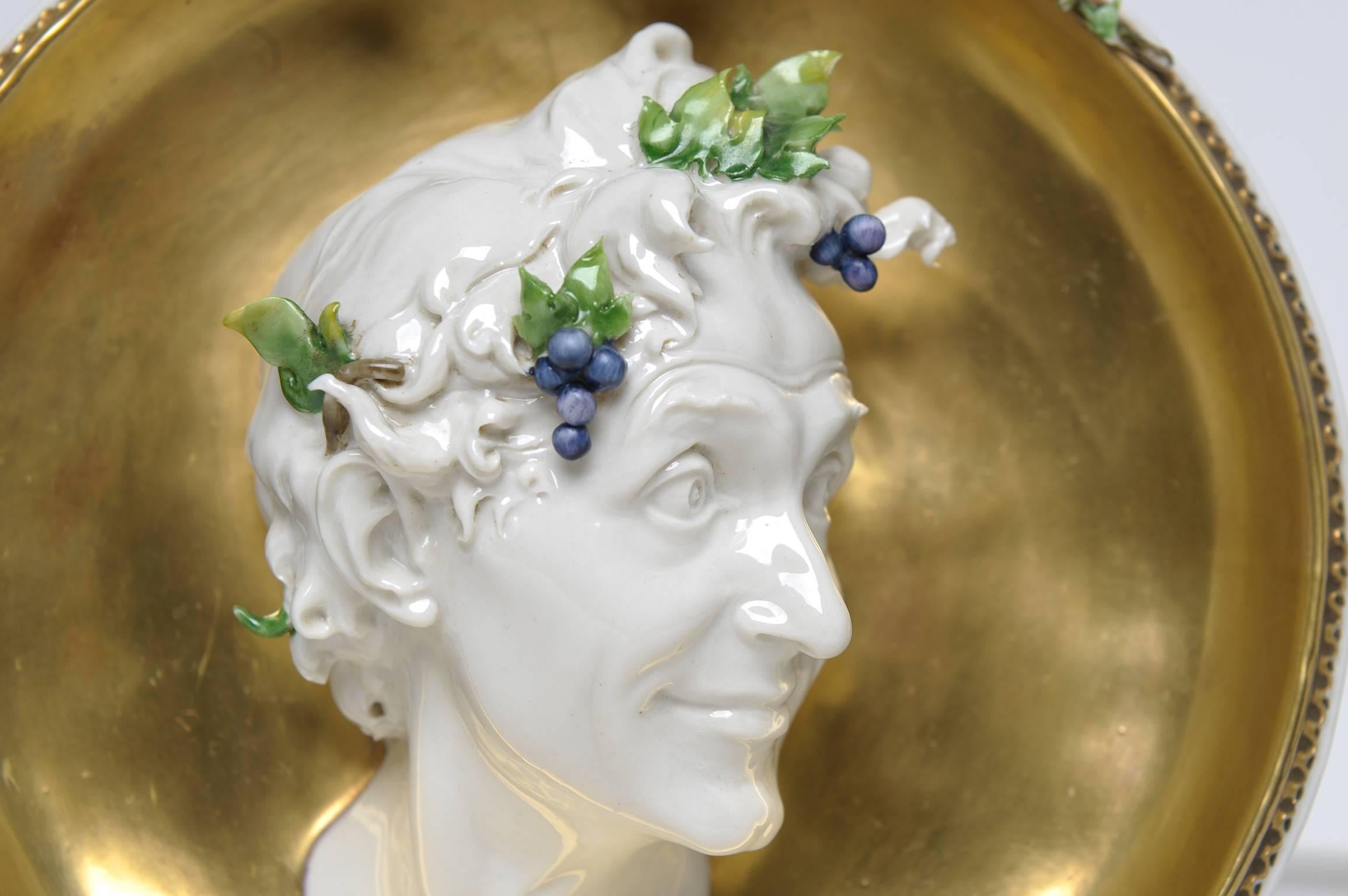 Bacchus and Ariadne Porcelain Plates Sculpture for Wall, Cappé Signed In Excellent Condition In Alessandria, Piemonte