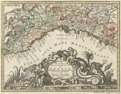 Hand-Colored Map of Genoa, circa 1744