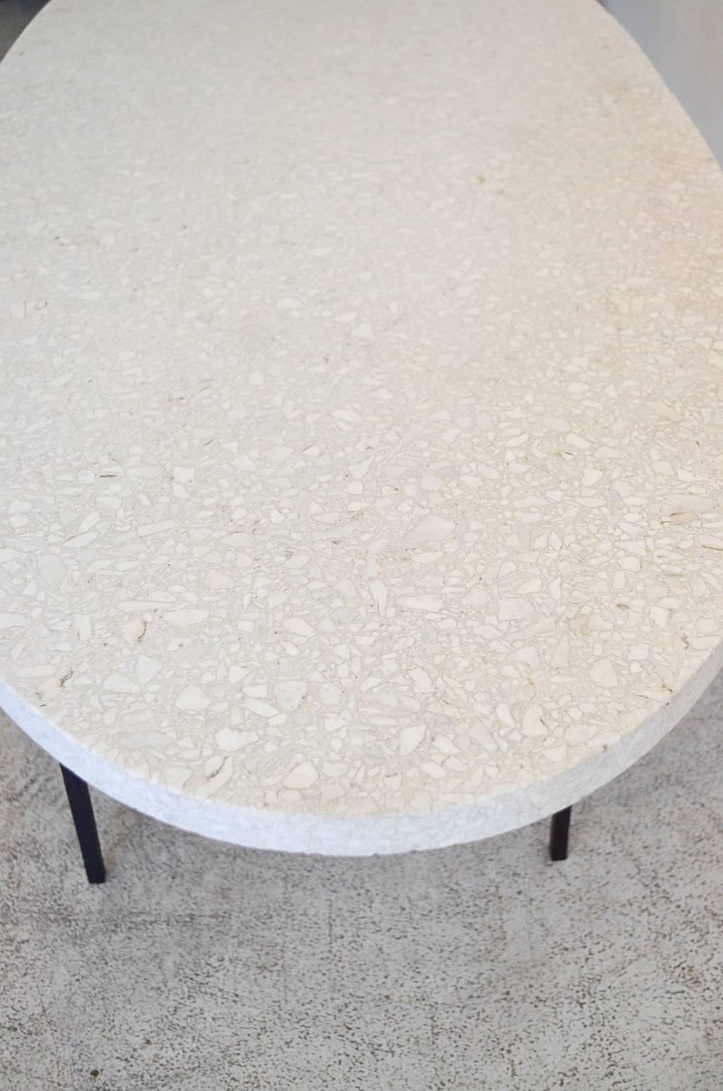 Terrazzo and Iron Oval Coffee Table In Good Condition In Costa Mesa, CA