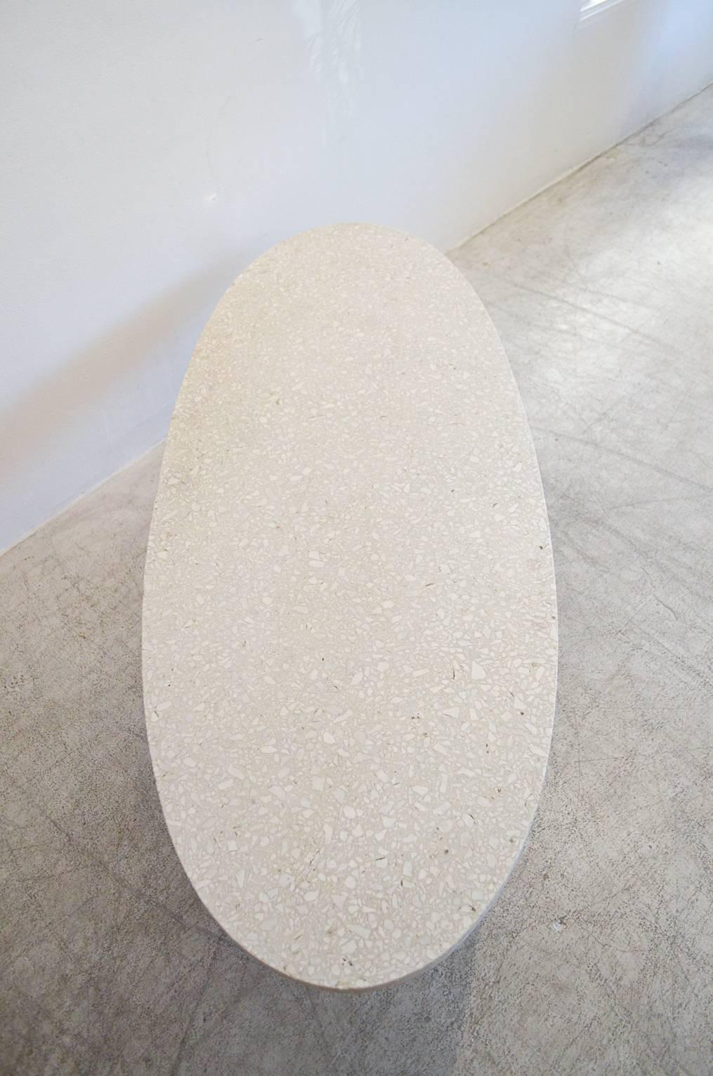 Mid-20th Century Terrazzo and Iron Oval Coffee Table