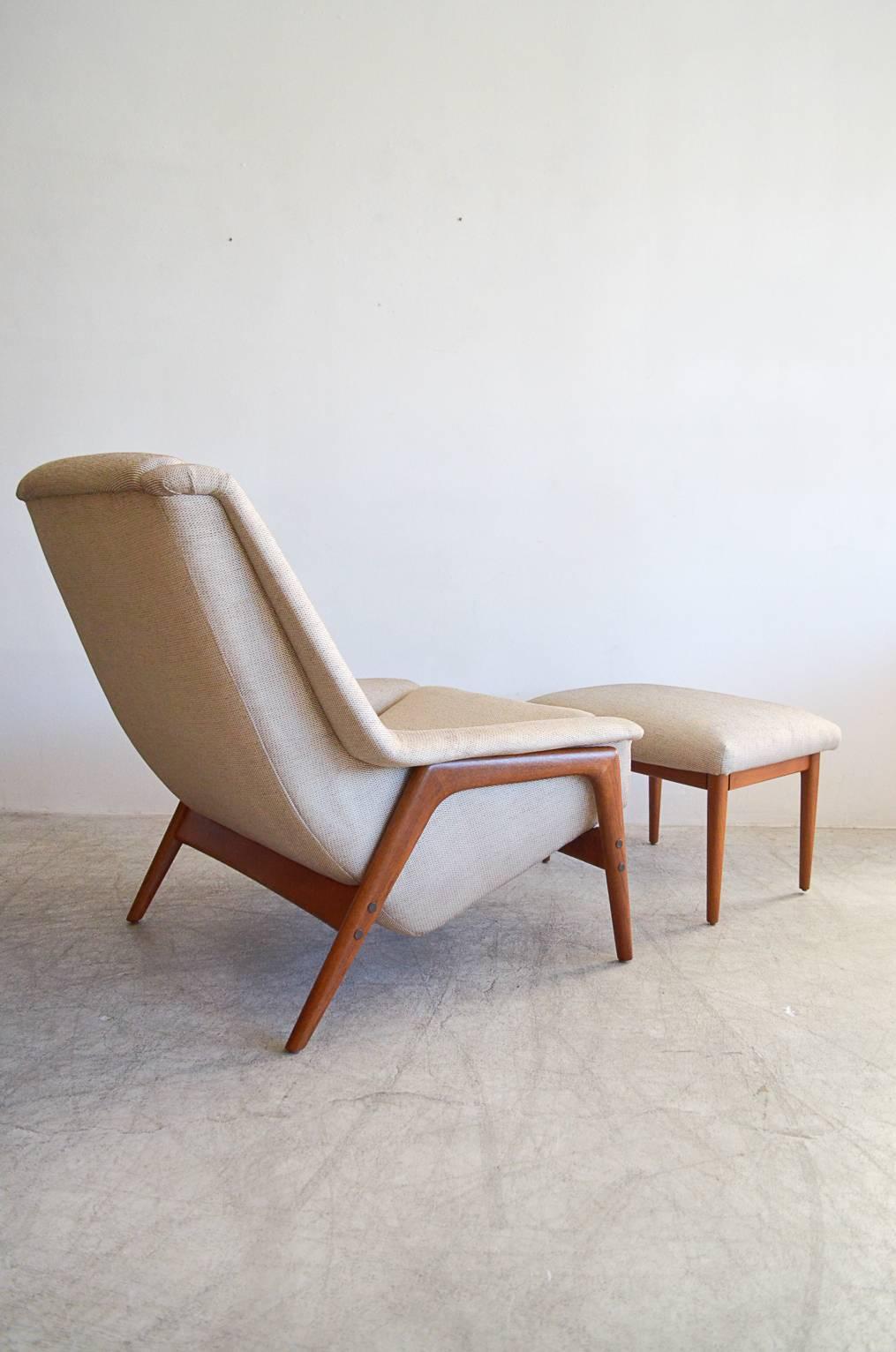 Mid-Century Modern Folke Ohlsson Lounge Chair and Ottoman
