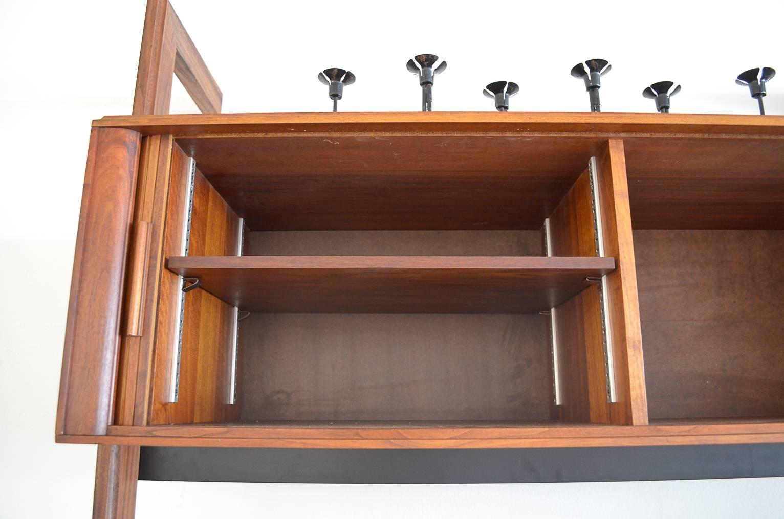 American Walnut Freestanding 4 Section Wall Unit by Barzilay