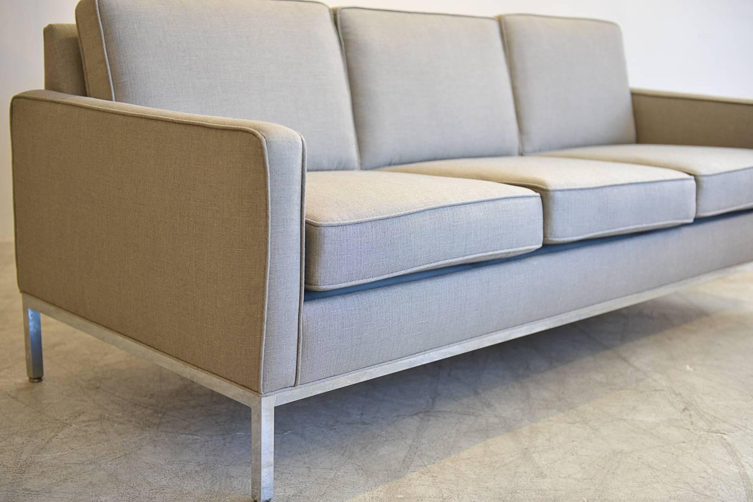 Mid-Century Modern Chrome Frame Sofa by Steelcase