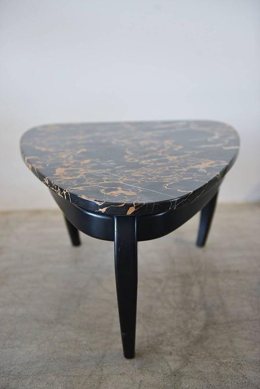 Italian Black Marble Triangular Side or Accent Table For Sale at 1stdibs