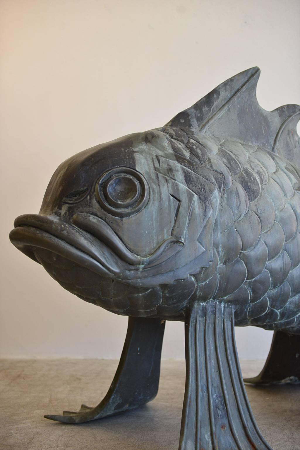 Mid-Century Modern Monumental Bronze Fish Sculpture