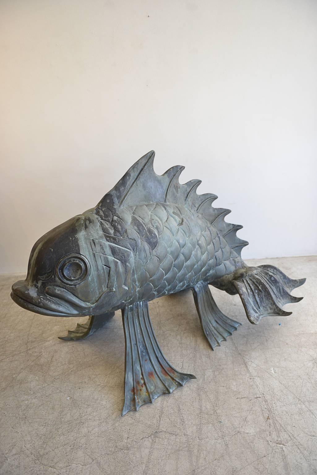 Late 20th Century Monumental Bronze Fish Sculpture