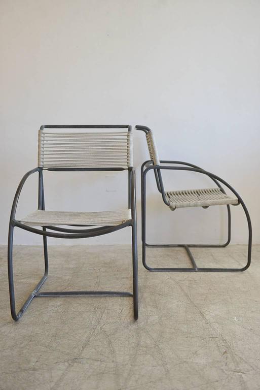 Tubular Bronze Patio Lounge Chairs By Kipp Stewart For Terra Of Important Pair Of Tubular Bronze And Cotton Cord Patio Lounge Chairs Designed By Kipp Stewart For