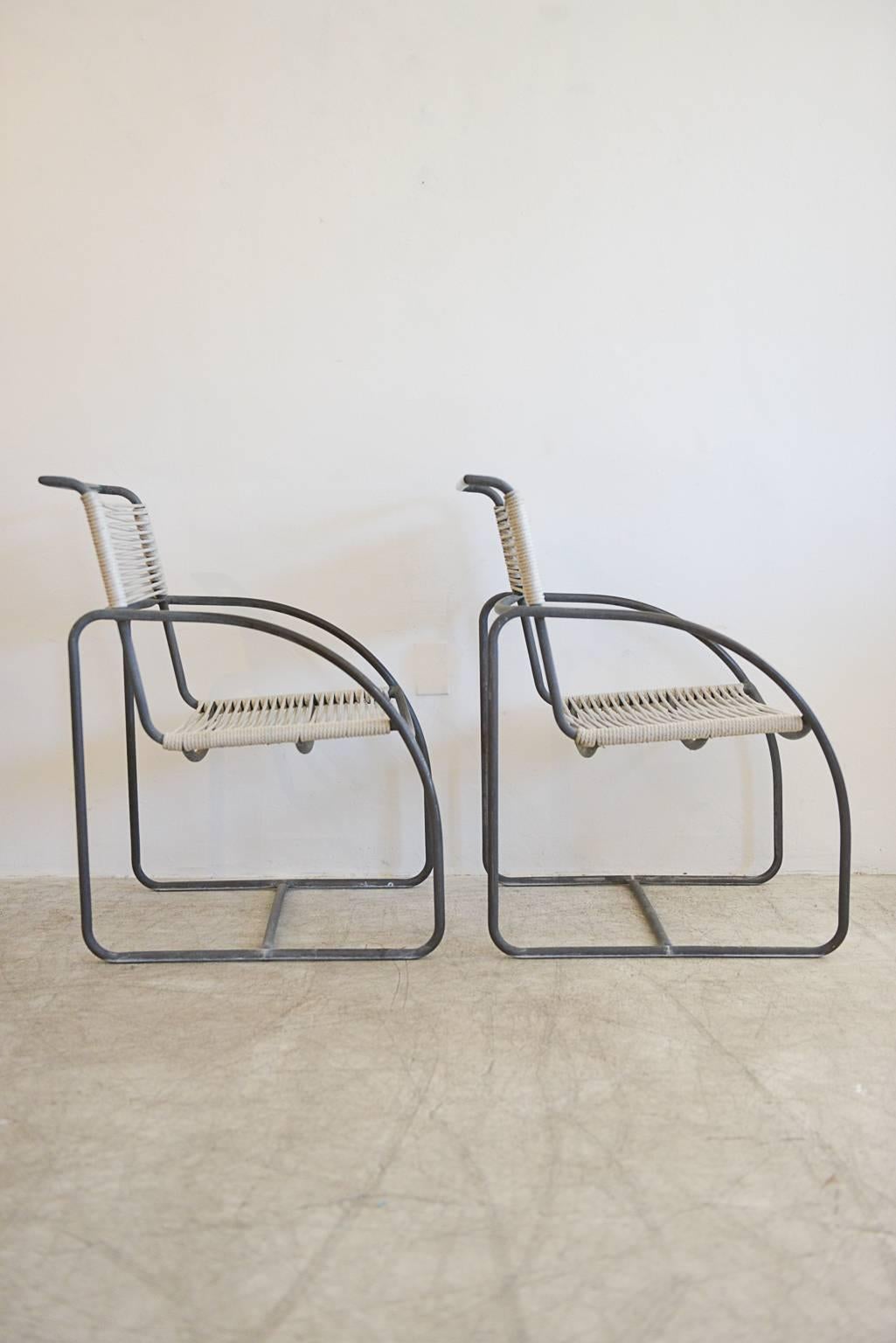Mid-Century Modern Tubular Bronze Patio Lounge Chairs by Kipp Stewart for Terra of California