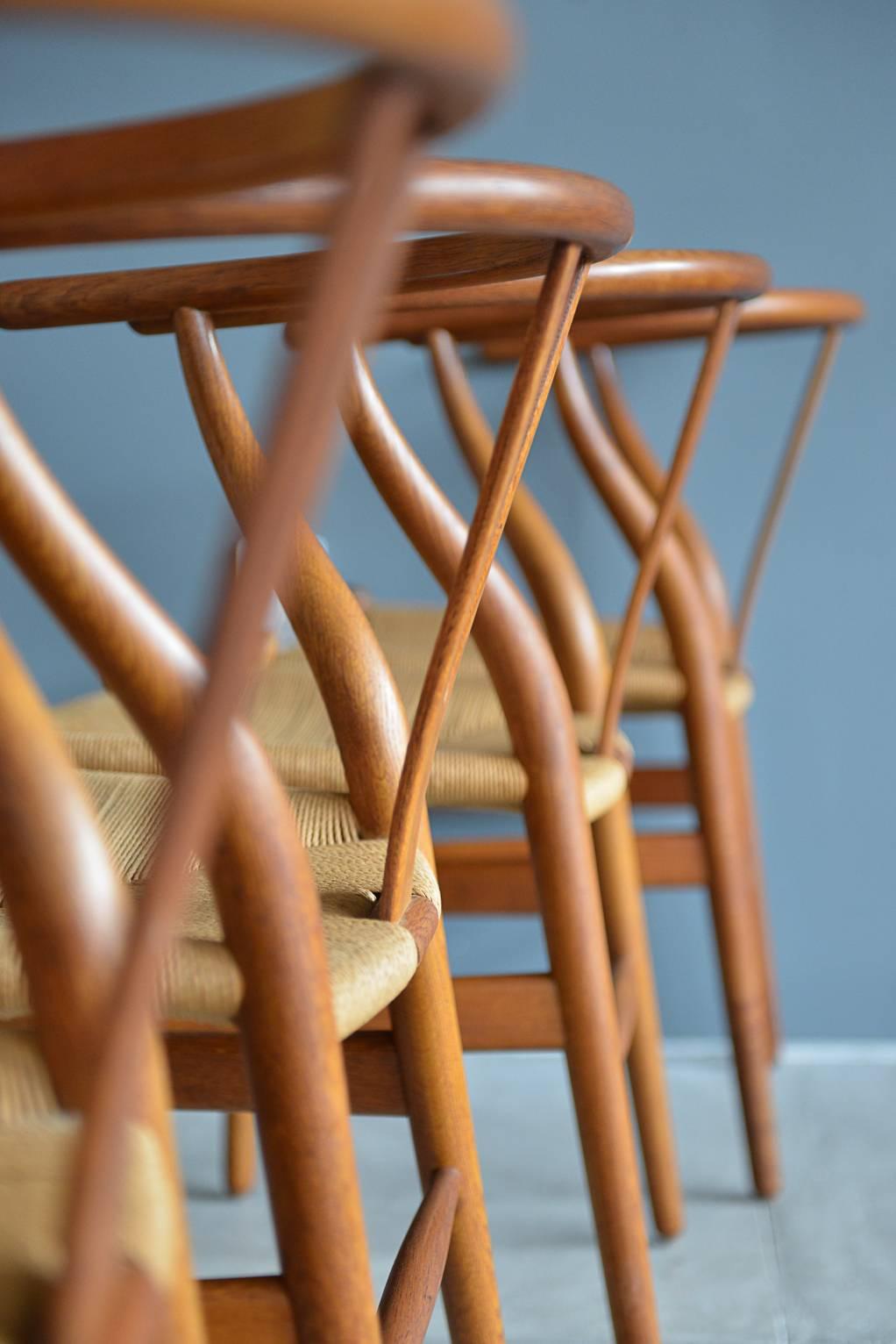 Mid-20th Century Set of Six Hans Wegner CH24 Wishbone Dining Chairs