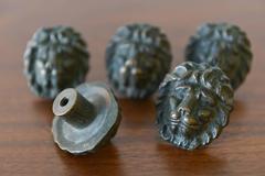 Set of Six Bronze Lion Head Drawer or Cabinet Pulls