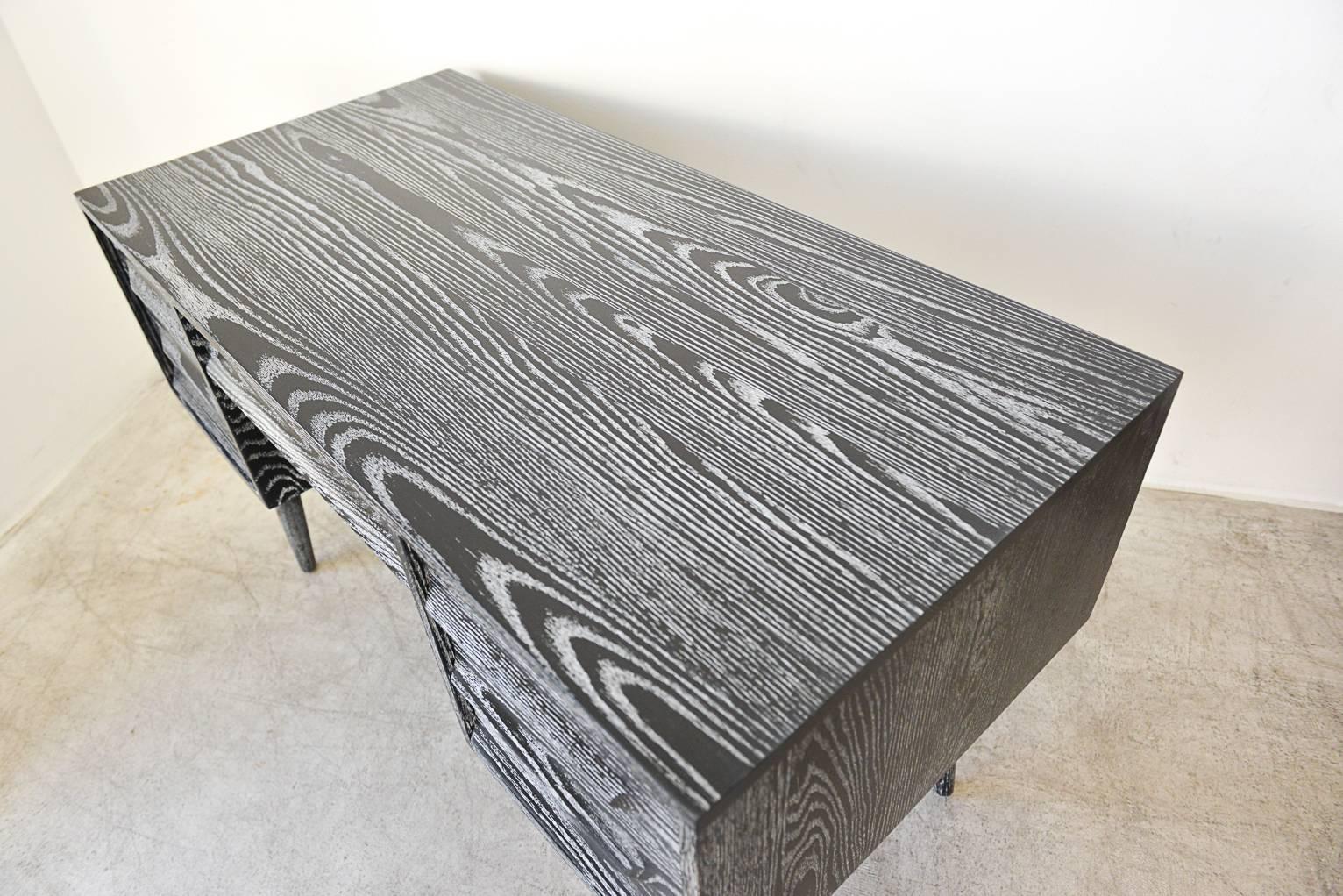 Black Cerused Desk by Jack Van Der Molen In Excellent Condition In Costa Mesa, CA