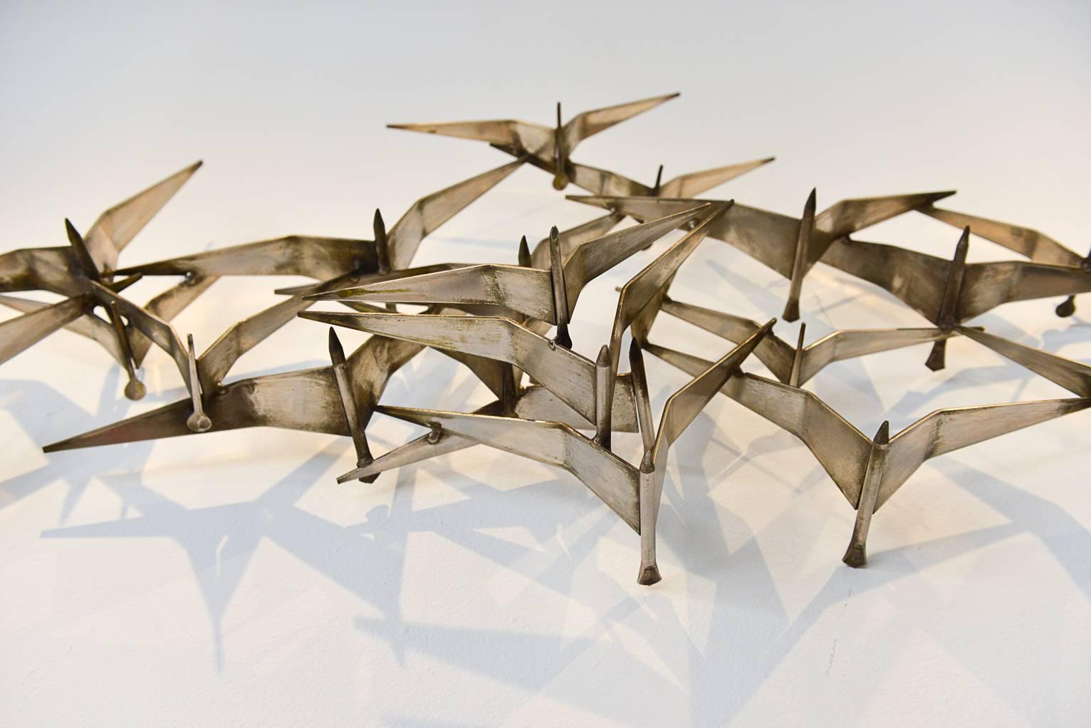 Mid-Century Modern Curtis Jere Brass Birds in Flight Wall Sculpture