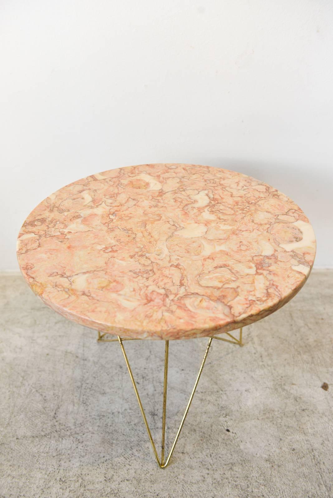 Mid-Century Modern Rene Brancusi Marble and Brass Side Table, circa 1955