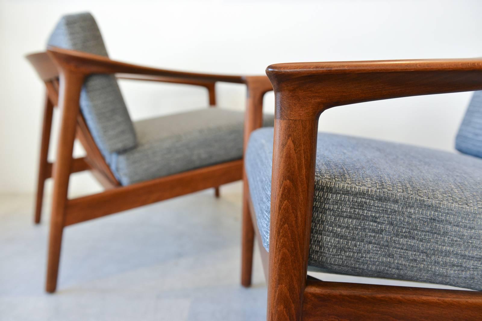 Pair of Sculpted Lounge Chairs by Folke Ohlsson for Bodafors Sweden, circa 1960 1