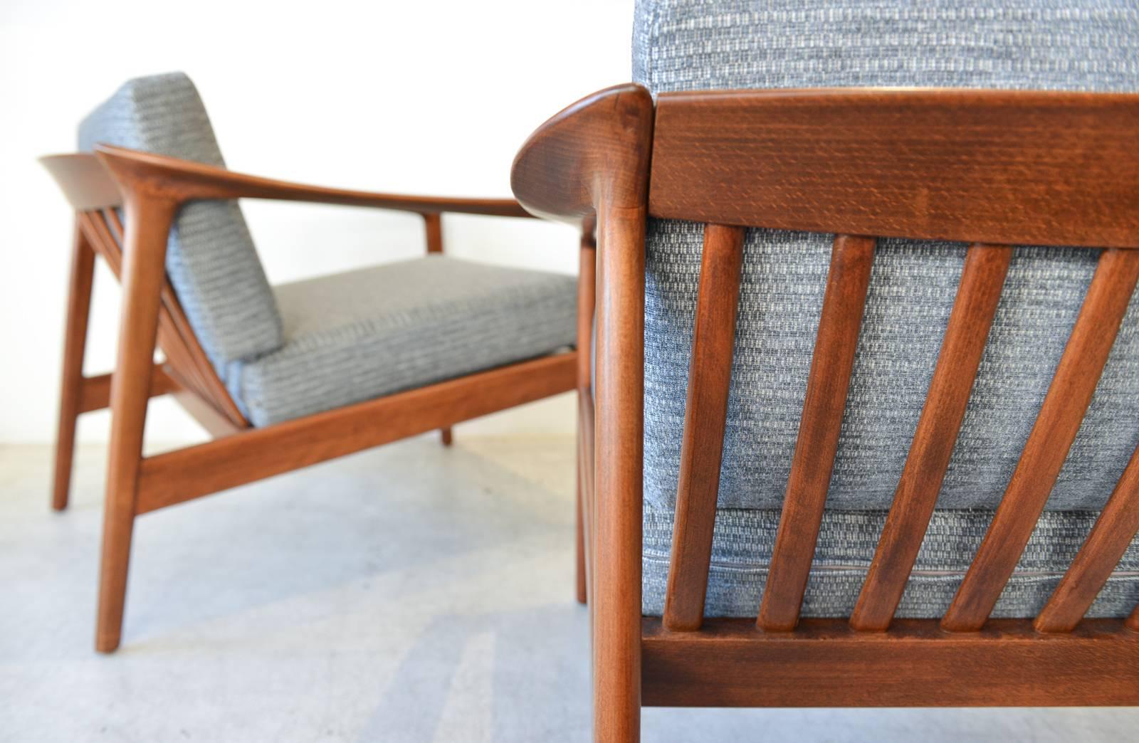 Pair of Sculpted Lounge Chairs by Folke Ohlsson for Bodafors Sweden, circa 1960 2