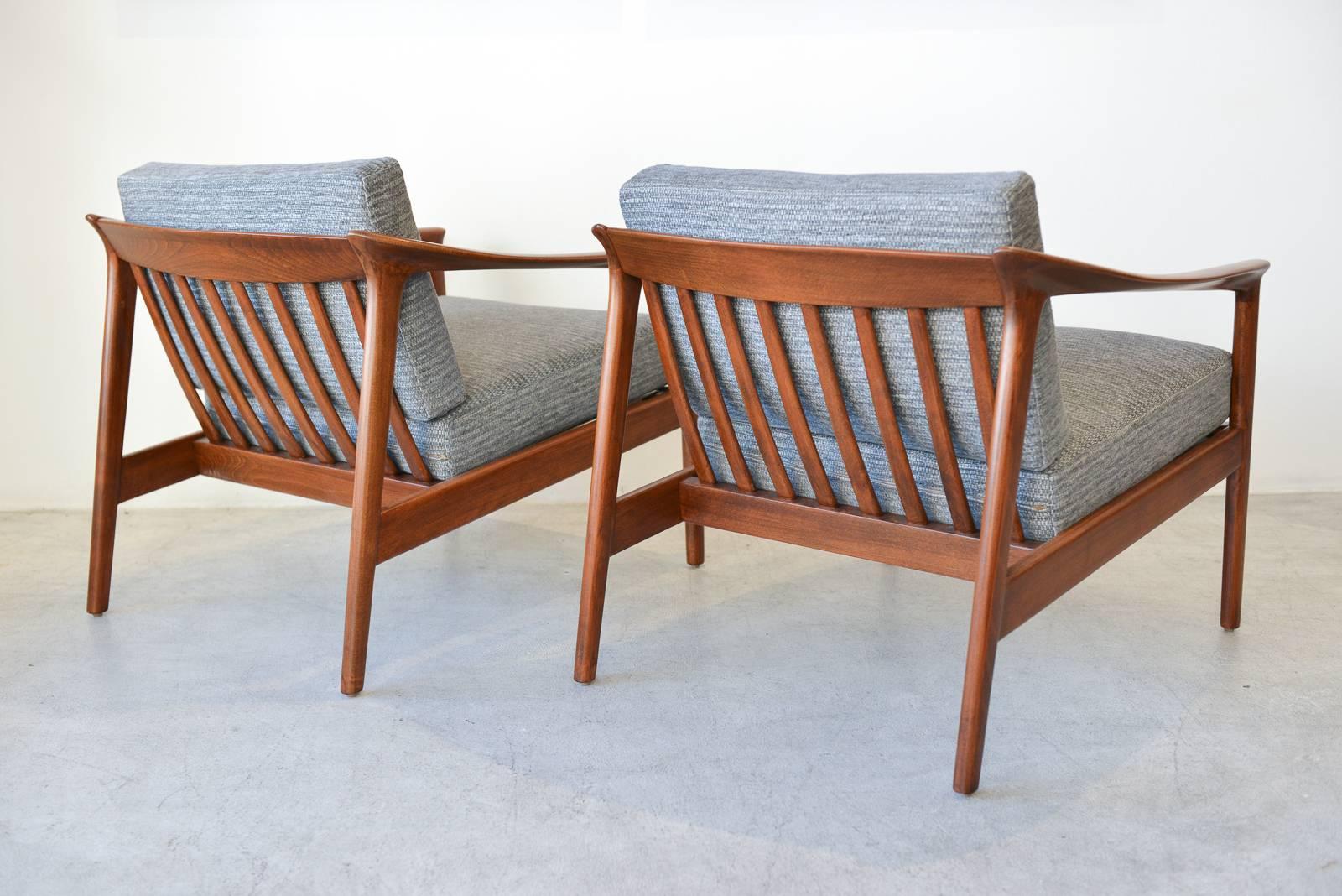 Scandinavian Modern Pair of Sculpted Lounge Chairs by Folke Ohlsson for Bodafors Sweden, circa 1960