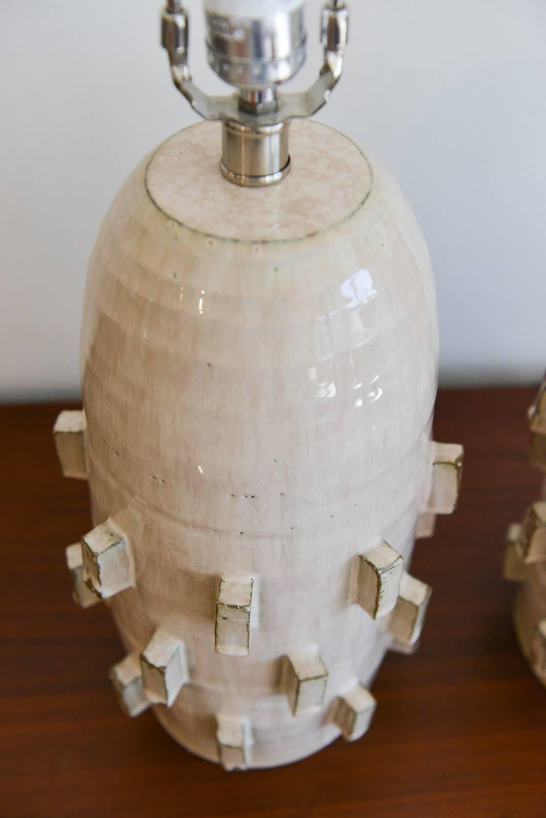 Modern Pair of Handmade Ceramic Glazed Table Lamps