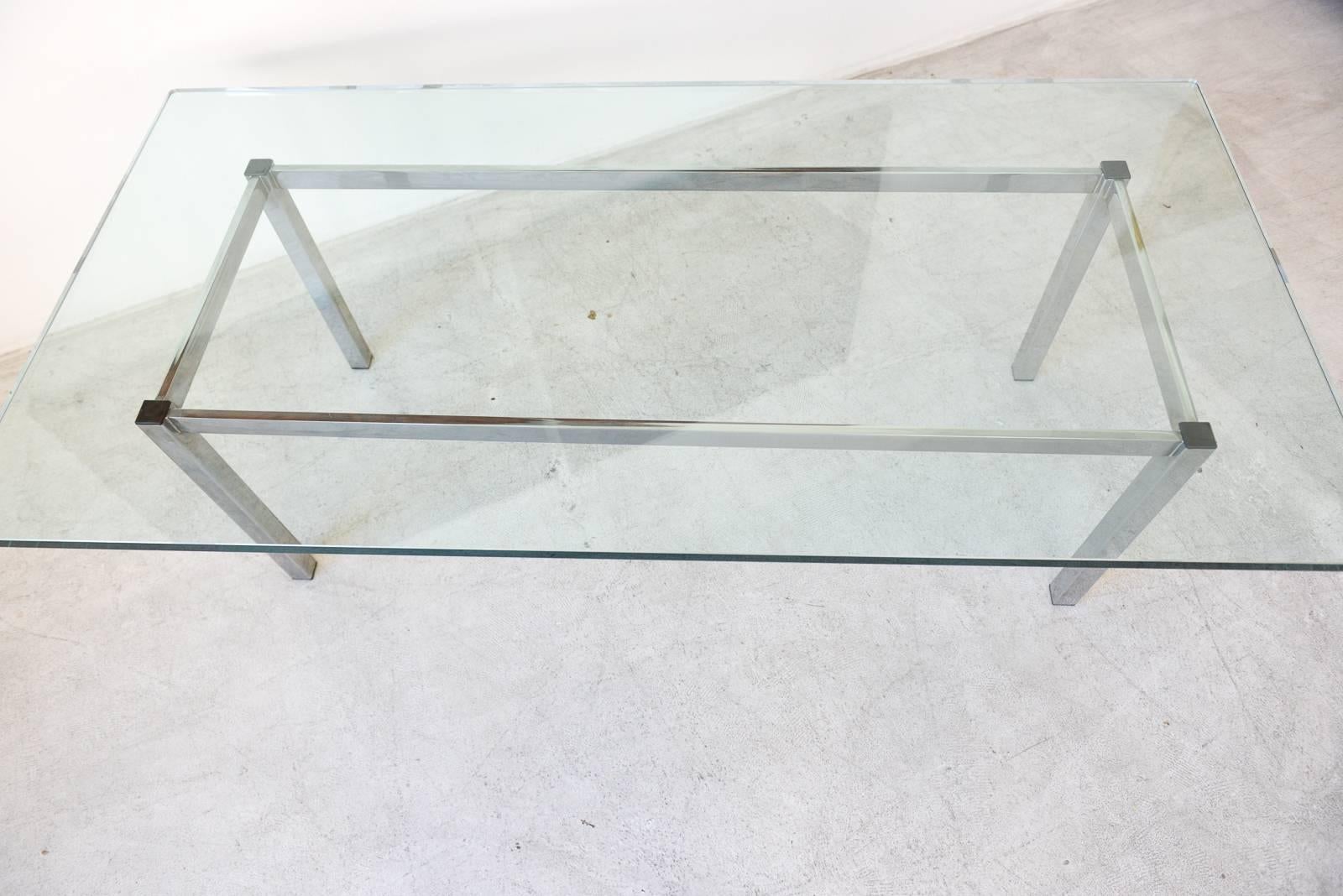 Mid-Century Modern Chrome and Glass Rectangular Coffee Table