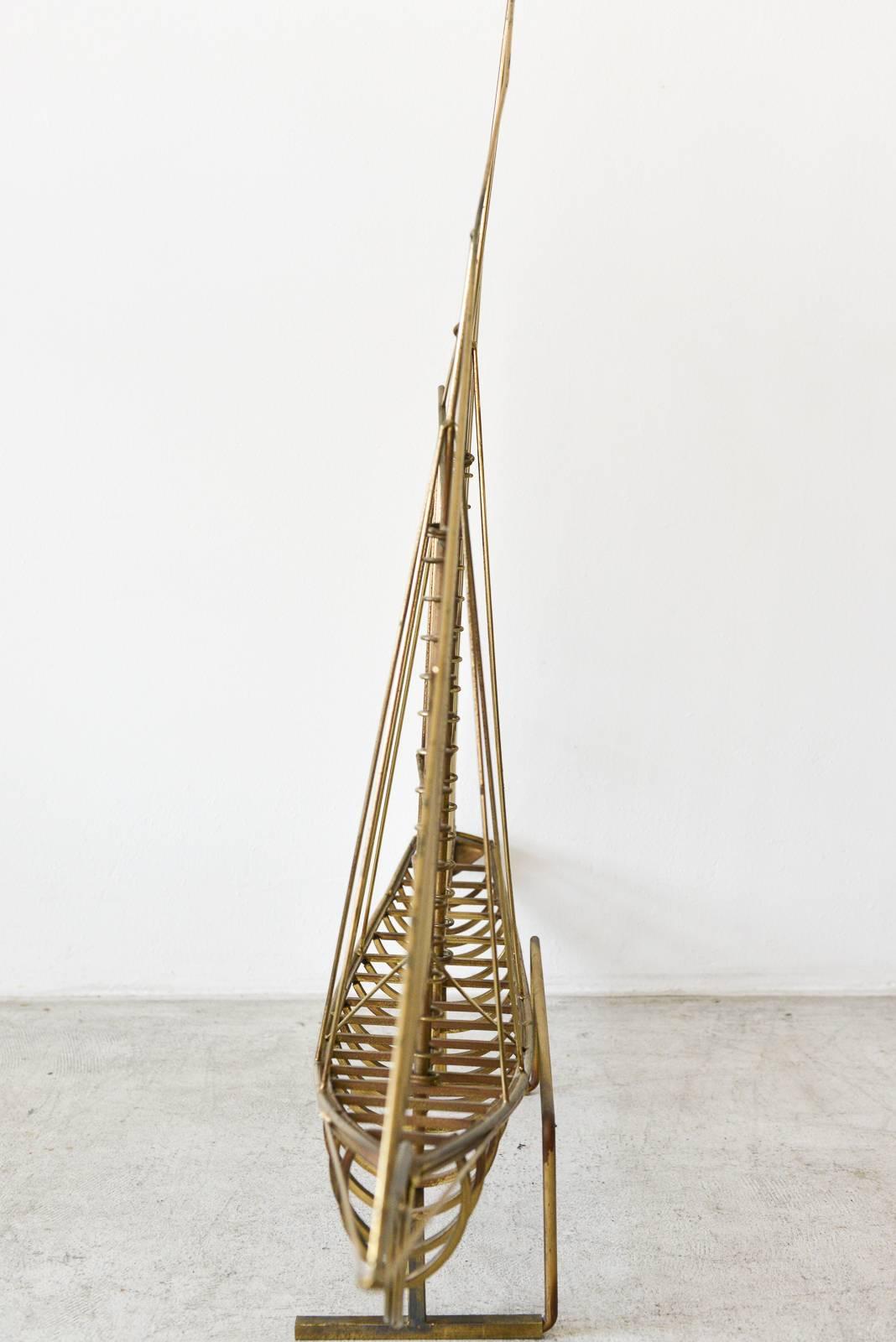 Sculptural Brass Sailboat by Curtis Jere, circa 1970 In Excellent Condition In Costa Mesa, CA