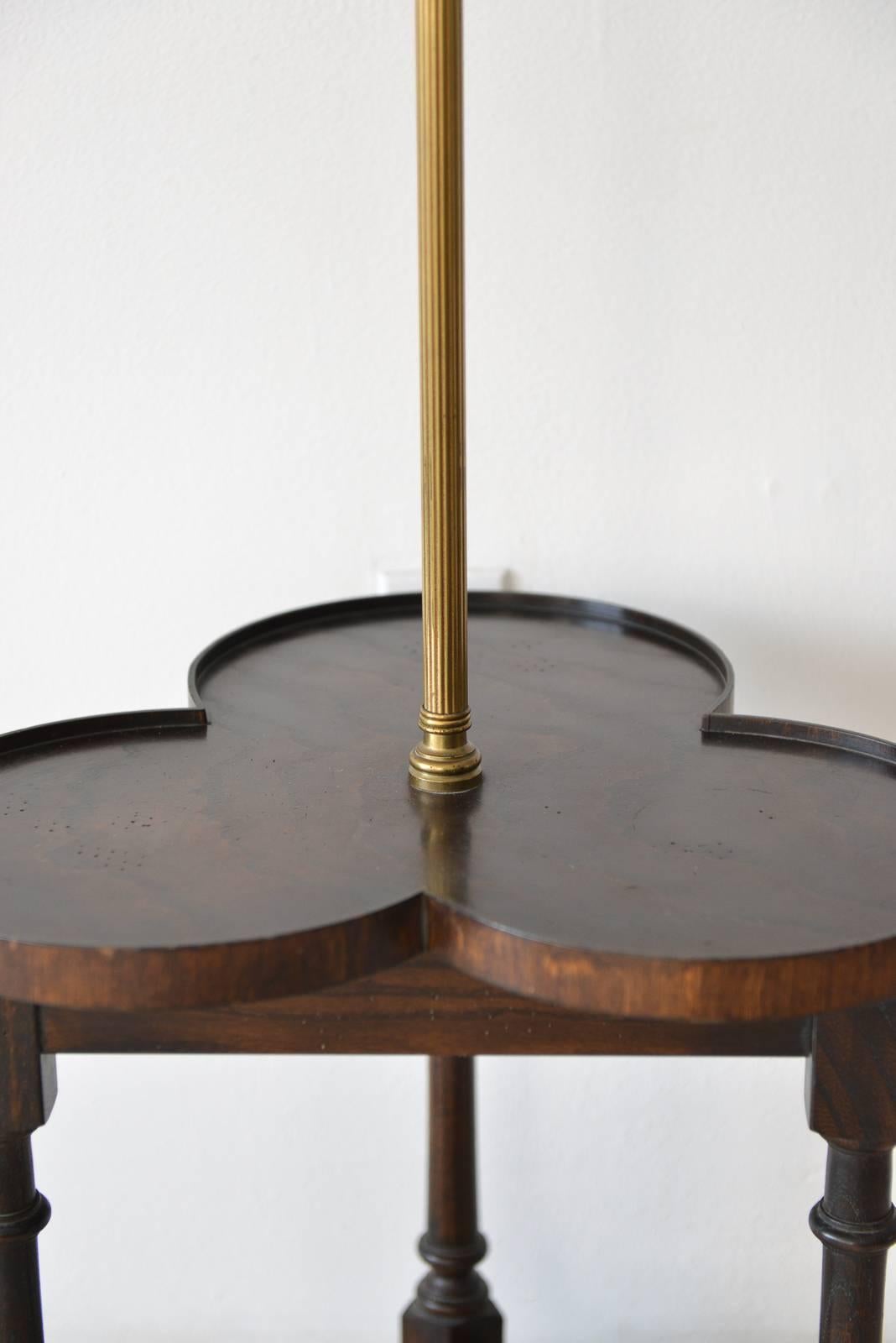 American Classical Tripod Base Clover Floor Lamp with Table by Frederick Cooper, circa 1950