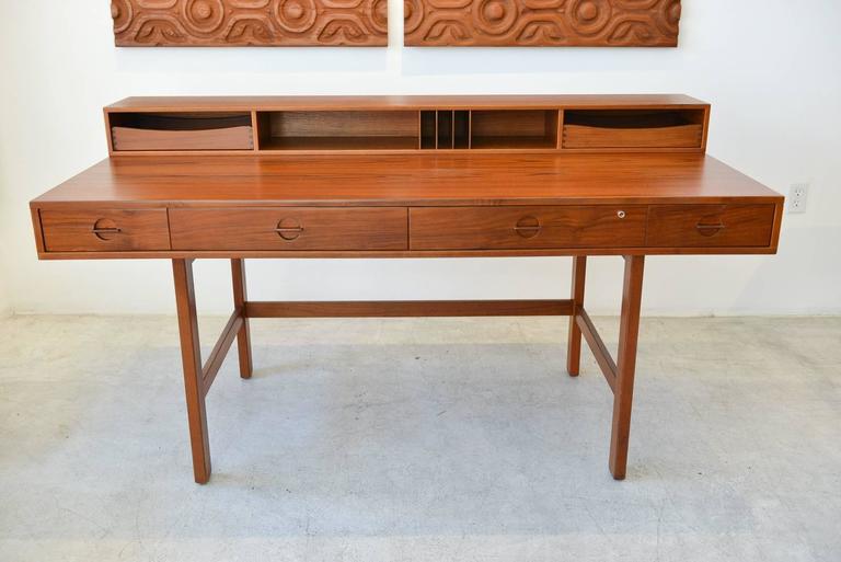 Teak Flip Top Partners Desk By Jens Quistgaard For Peter Løvig Scandinavian Modern Teak Flip Top Partners Desk By Jens Quistgaard For Peter Løvig Circa