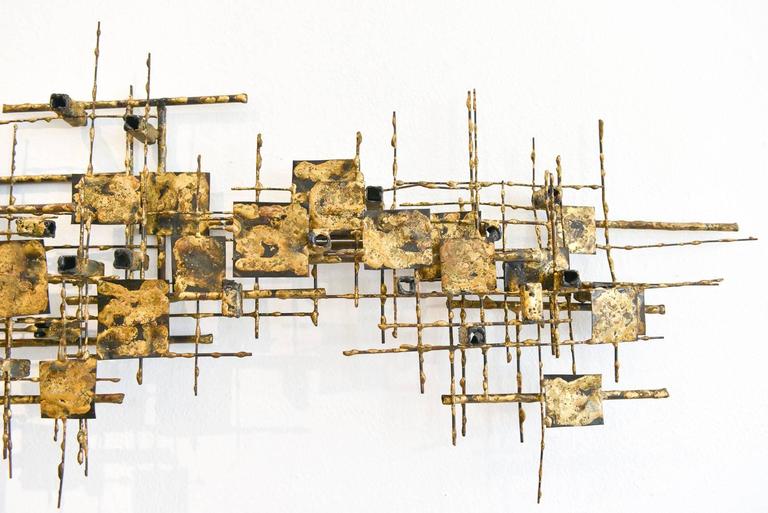 Abstract Brutalist Metal Wall Sculpture by California Artist Cliff