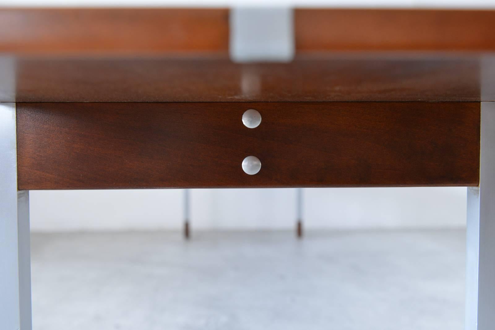 Brushed Walnut and Aluminum Coffee Table by Selig