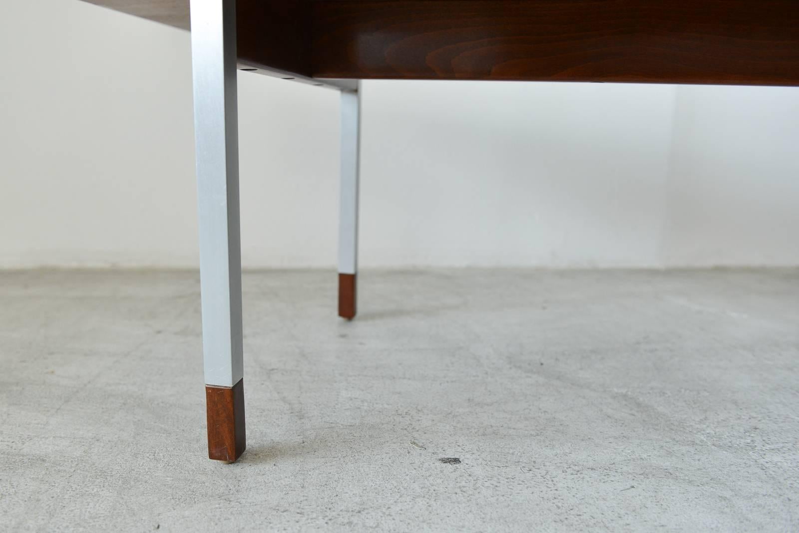 Mid-20th Century Walnut and Aluminum Coffee Table by Selig