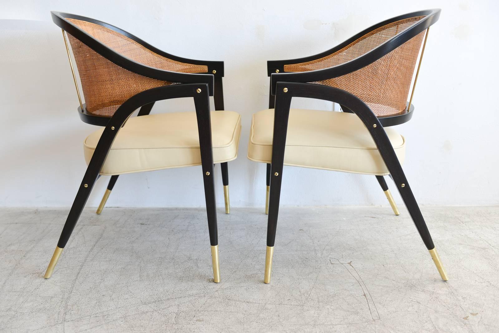 Mid-Century Modern Edward Wormley for Dunbar Pair of Sculpted Armchairs, circa 1955