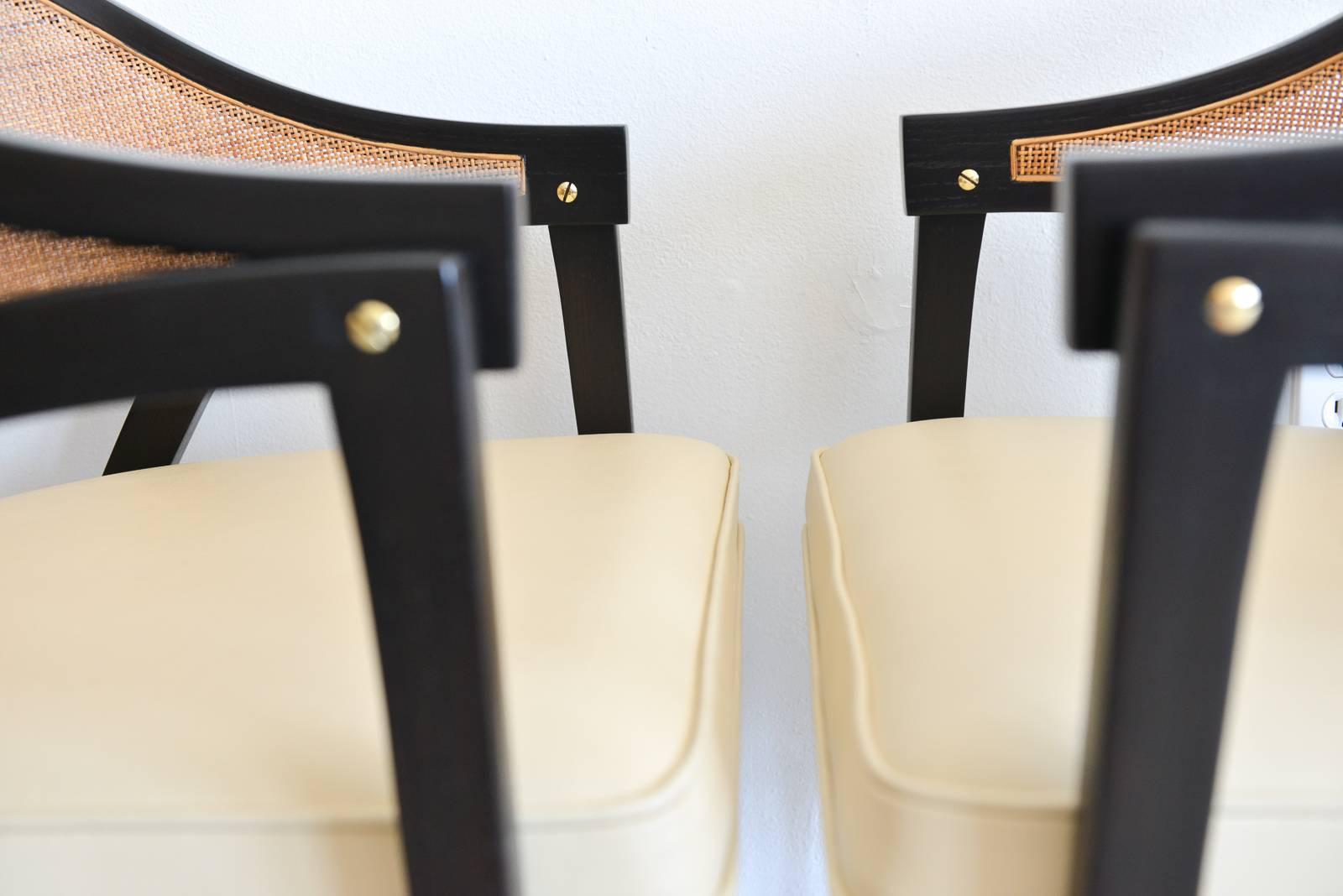 Ebonized Edward Wormley for Dunbar Pair of Sculpted Armchairs, circa 1955