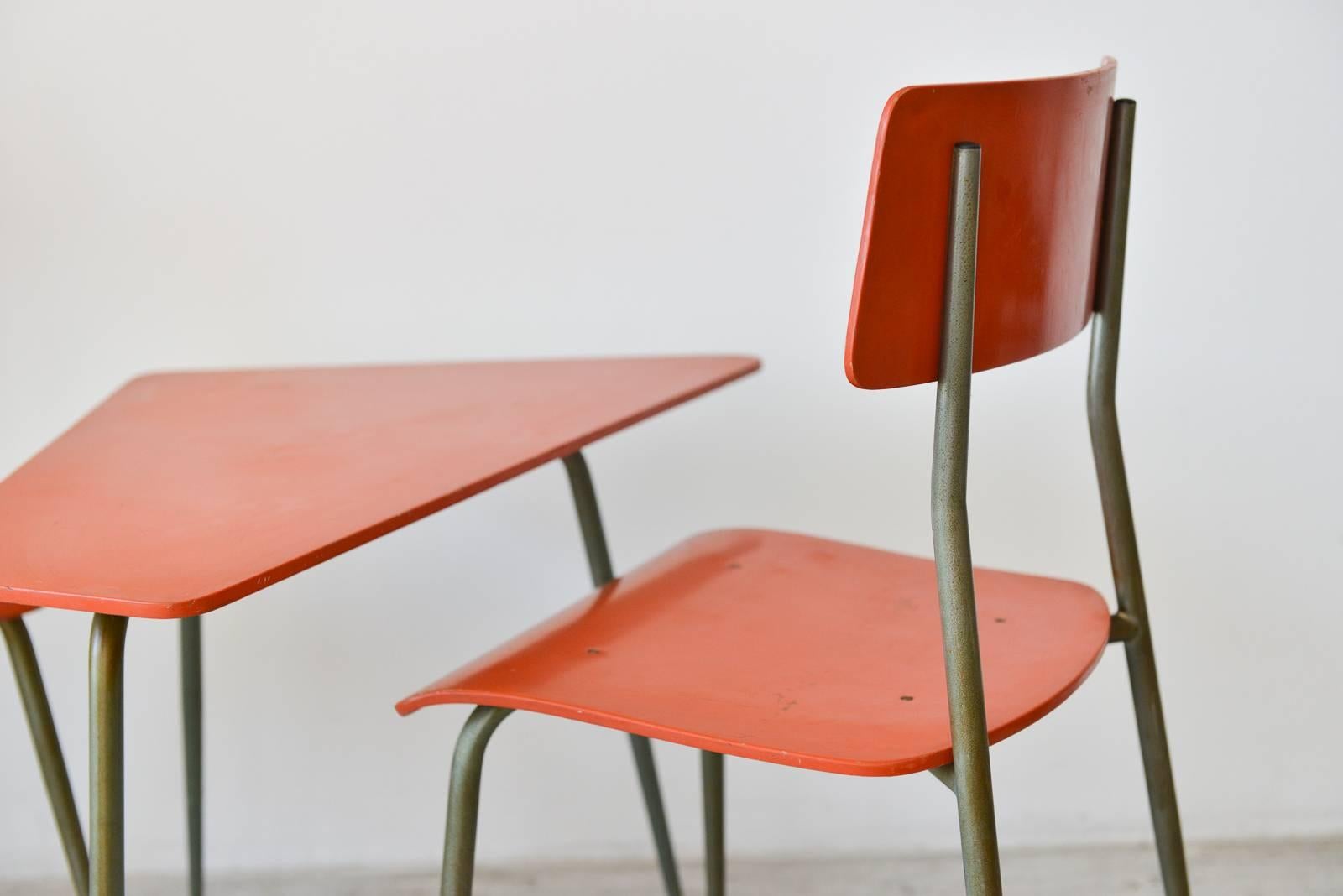 Mid-20th Century Vintage French Child's Table and Chair Set, circa 1950