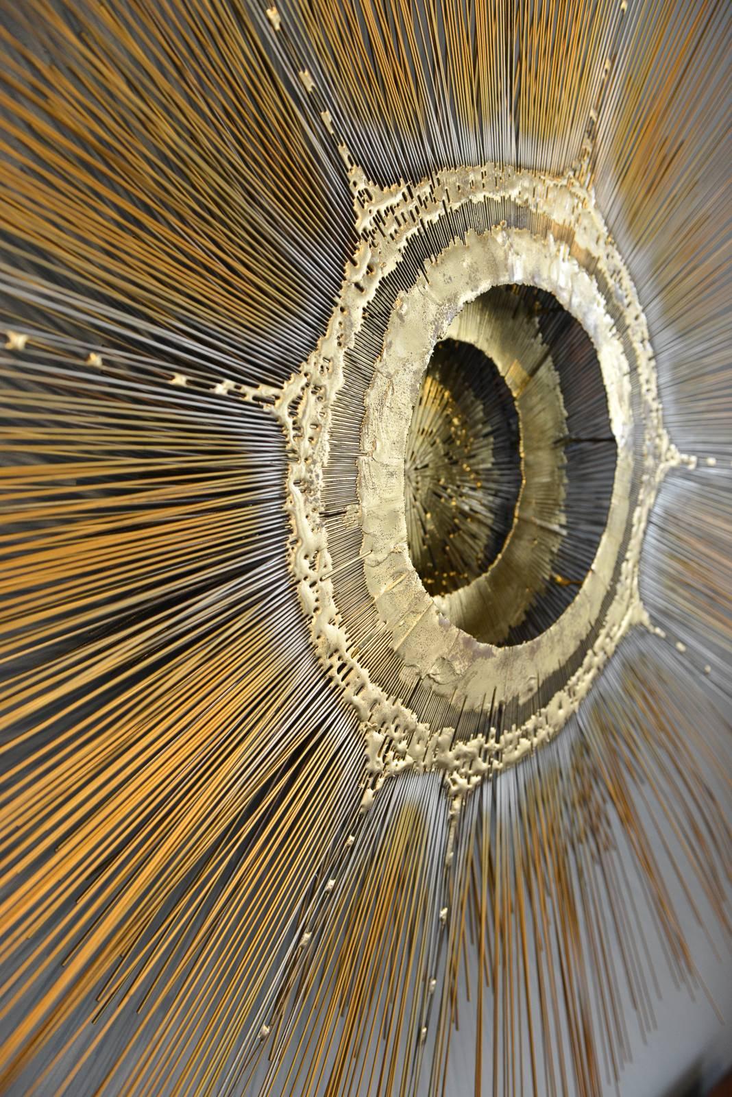 American Large-Scale Sunburst Wall Sculpture by Artist Frederick Prescott, 1976