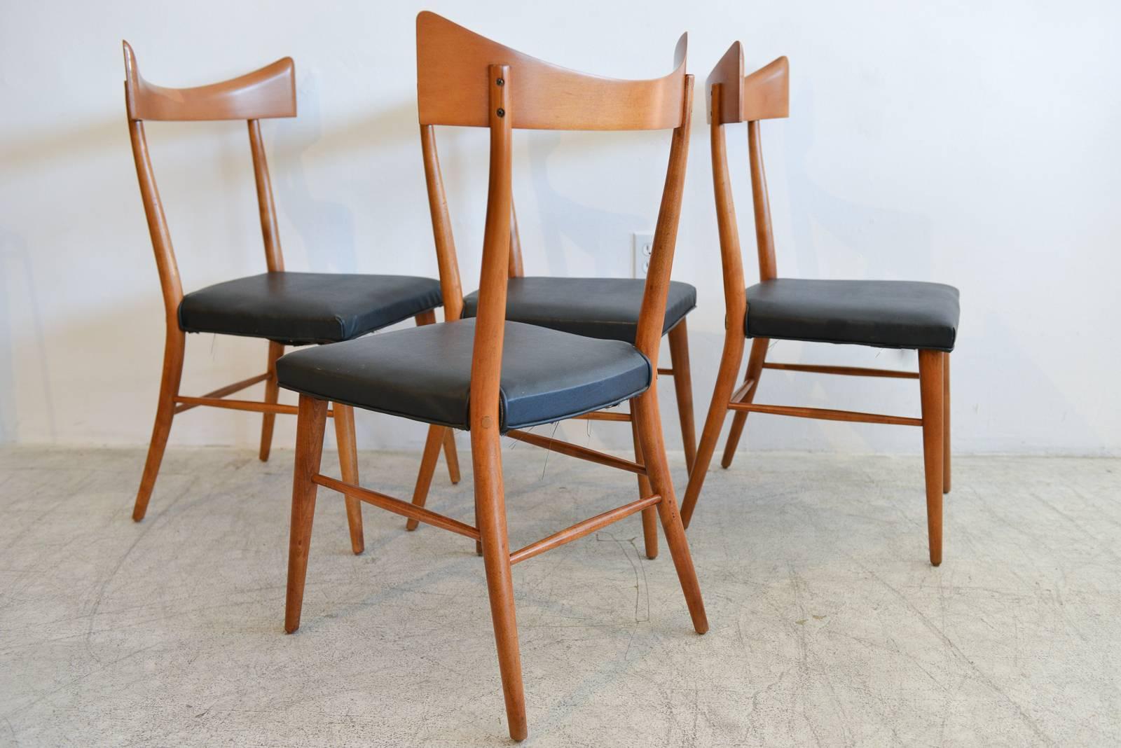 American Paul McCobb Model 1534 Wingback Dining Chairs, Set of Four, circa 1955