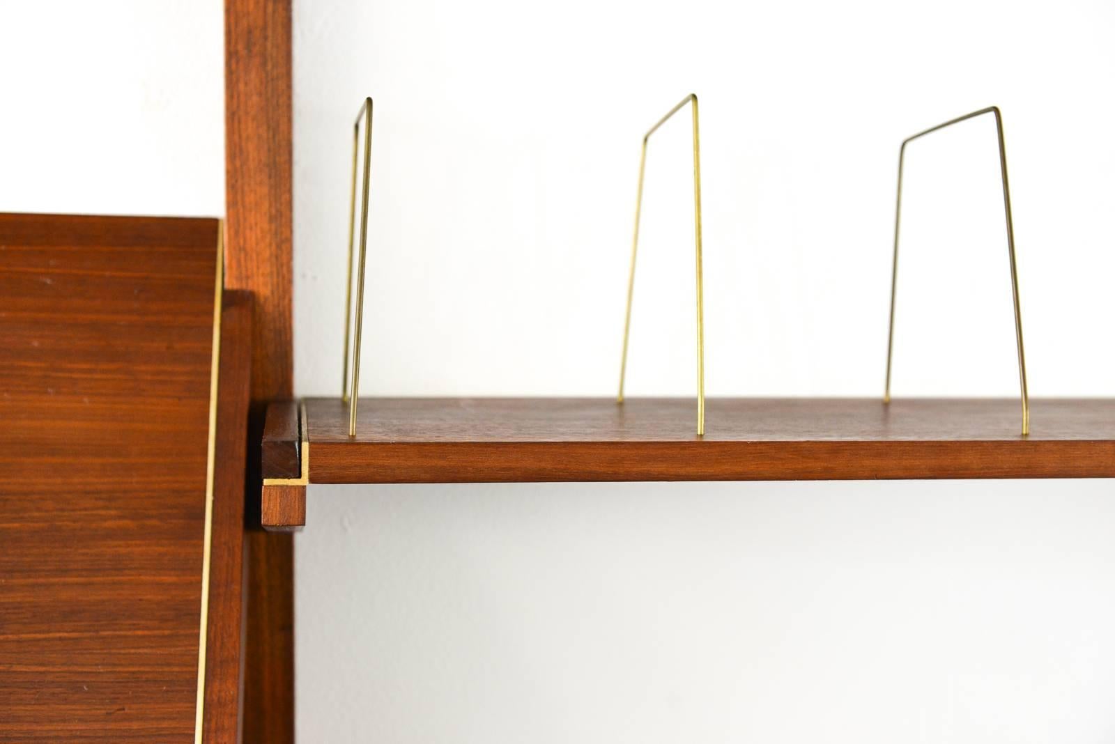 Late 20th Century Walnut and Brass Shelving Wall Unit by Gerald McCabe, circa 1970