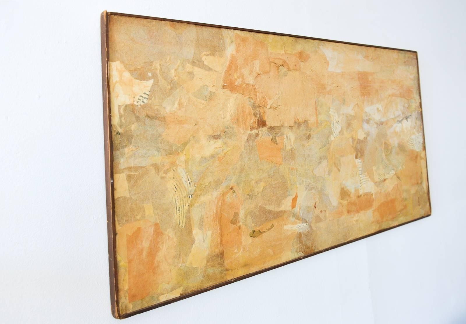 Burlap Abstract Mixed-Media Collage by California Artist Don Werner, circa 1968