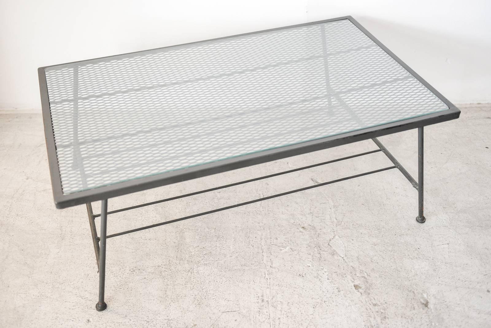 Mid-Century Modern Iron and Glass Coffee Table by Inco Company of California, circa 1955
