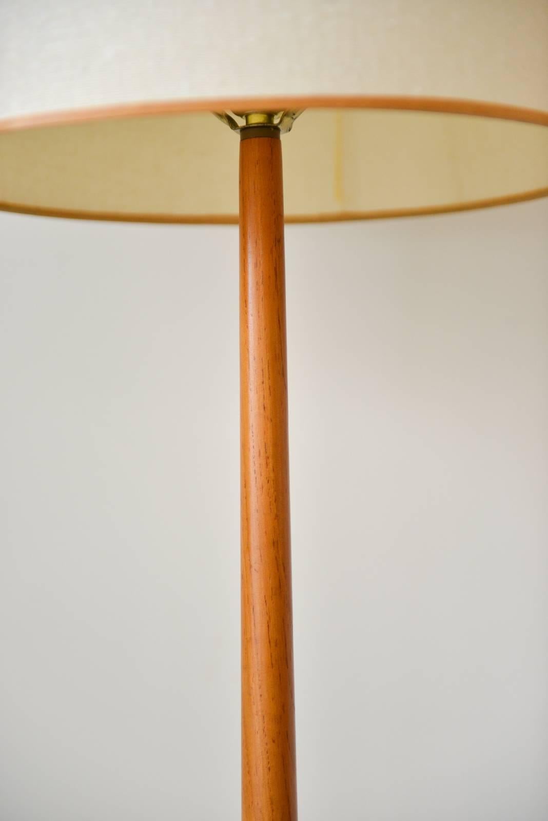 Pair of Swedish Teak Floor Lamps for George Kovacs, circa 1960 In Excellent Condition In Costa Mesa, CA