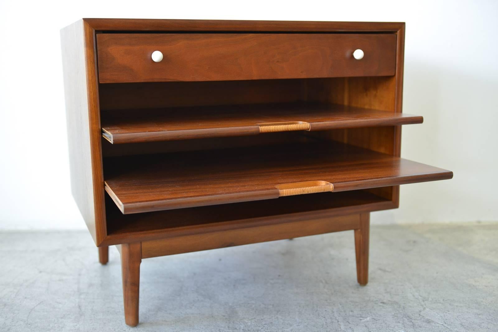 American Pair of Kipp Stewart Nightstands with Pull Out Magazine Shelves, circa 1965