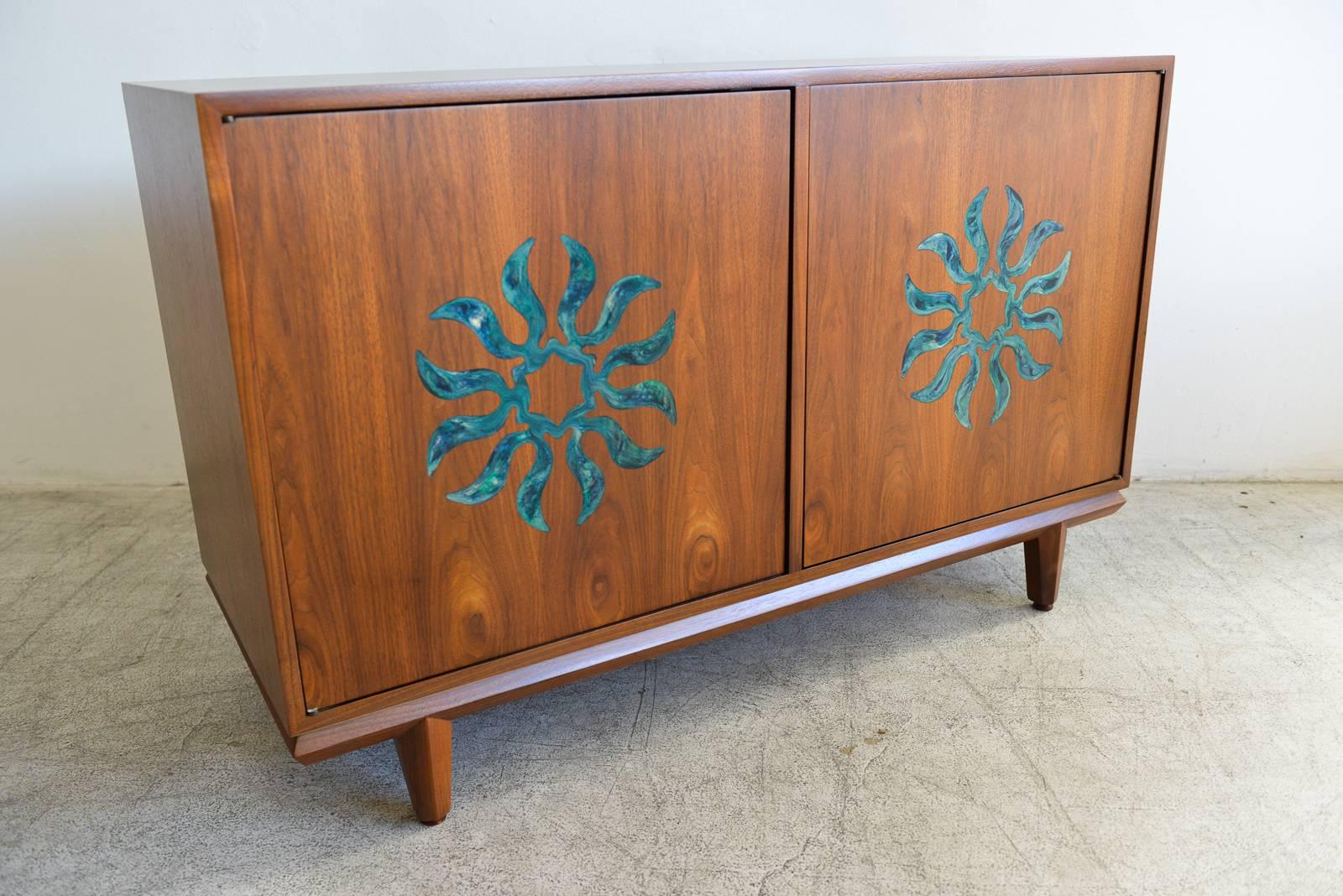 Mid-Century Modern Walnut and Enameled Two-Door Dresser by Cal Mode, circa 1970