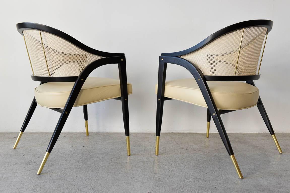 Mid-Century Modern Pair of Edward Wormley for Dunbar 5480 Sculpted Lounge Chairs, circa 1955
