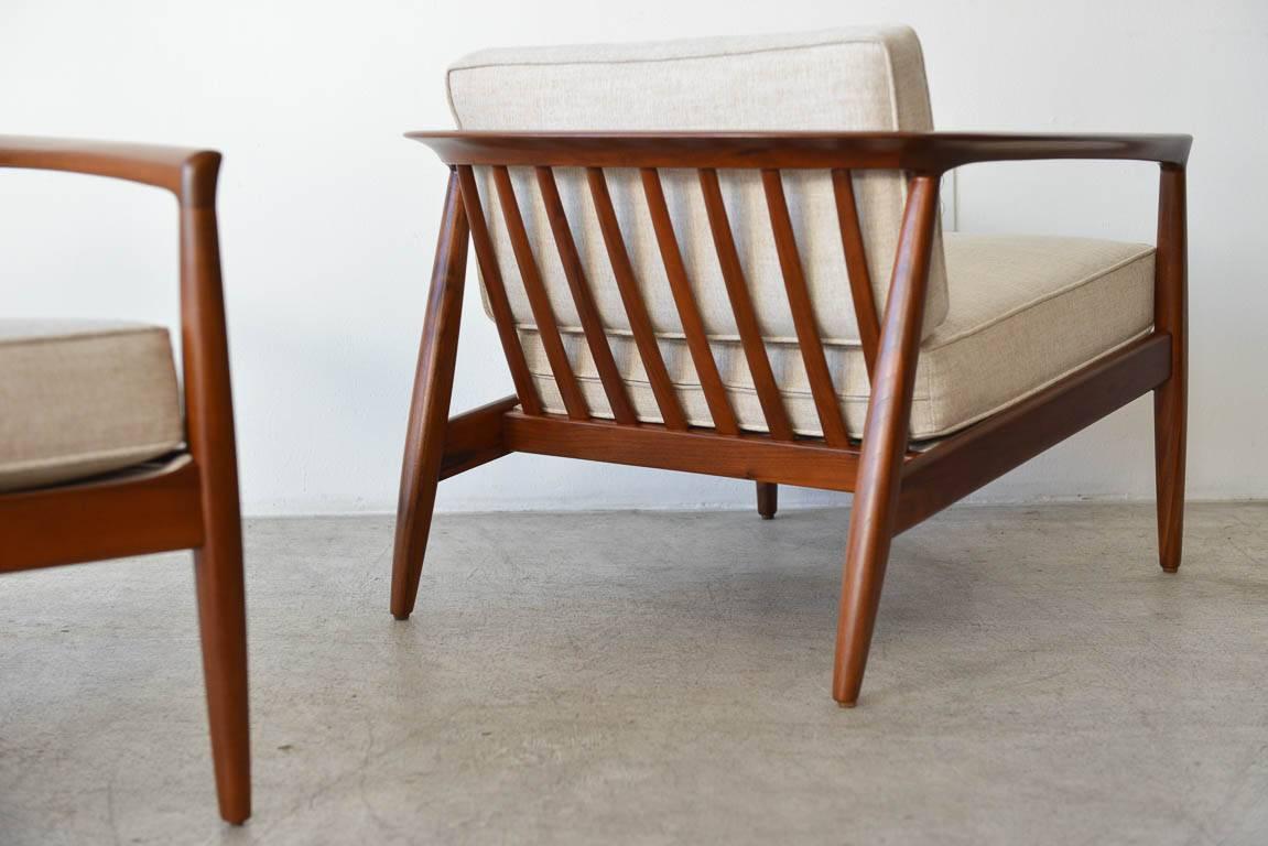 Mid-20th Century Folke Ohlsson for DUX Barrel Back Lounge Chairs, circa 1965