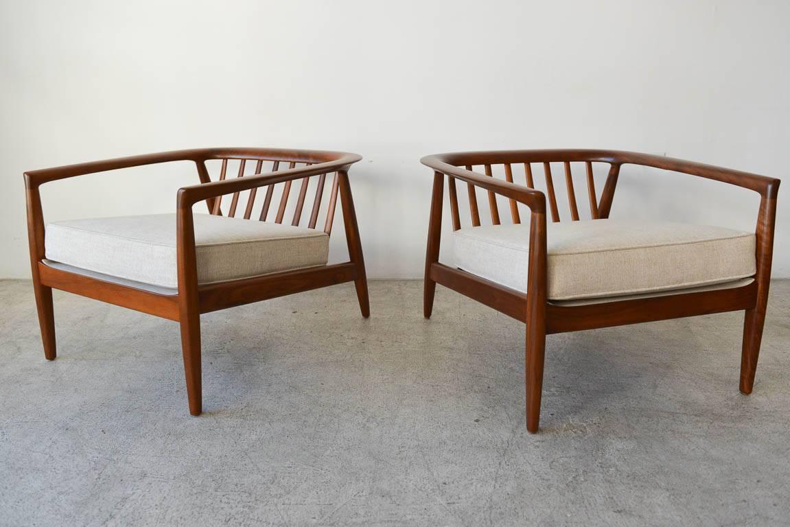 Swedish Folke Ohlsson for DUX Barrel Back Lounge Chairs, circa 1965