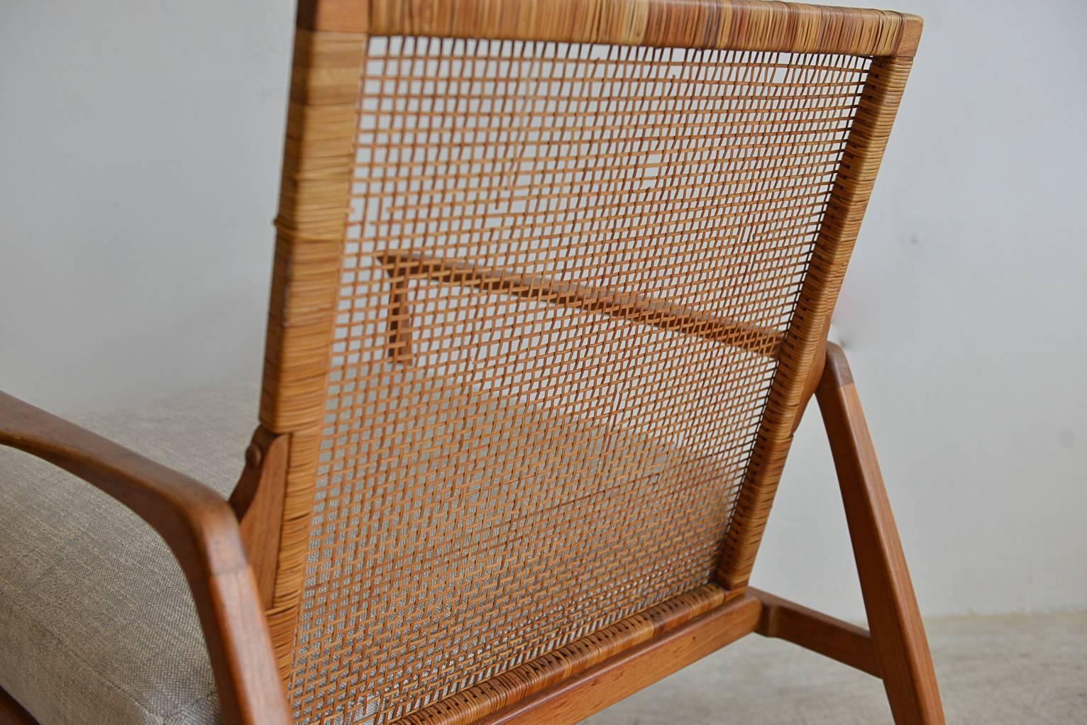 Danish Cane Back Lounge Chair in the Manner of Kofod-Larsen 1