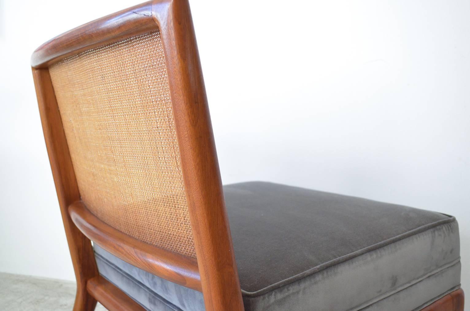 Pair of Walnut Cane Back Slipper Chairs by Widdicomb 2