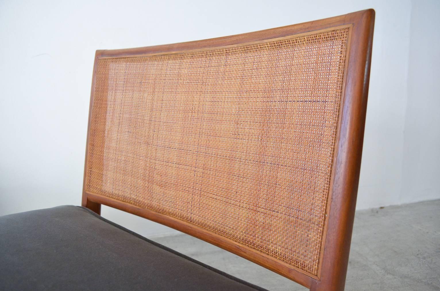 Pair of Walnut Cane Back Slipper Chairs by Widdicomb 1