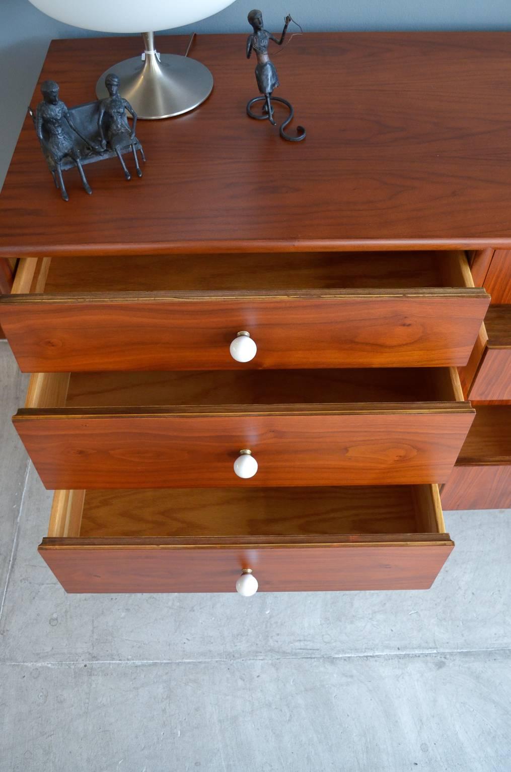 Mid-20th Century Kipp Stewart Walnut Ten-Drawer Dresser or Credenza