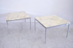 Pair of Florence Knoll Marble and Chrome Side or End Tables