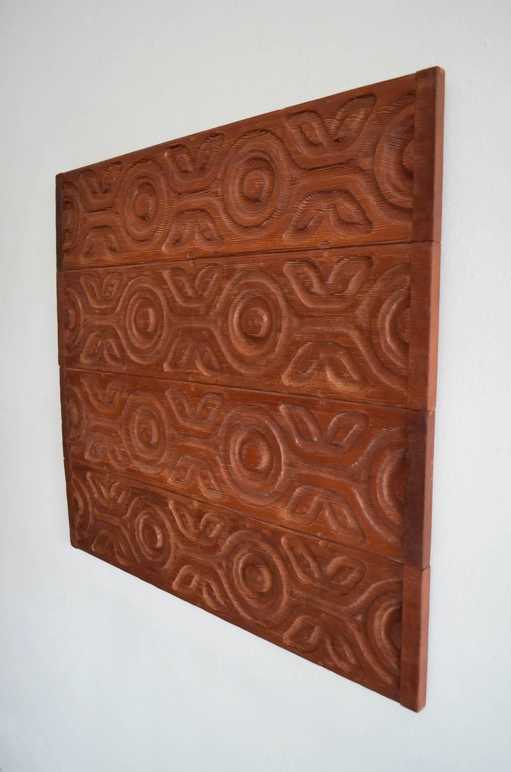 Mid-Century Modern Sherrill Broudy for Panelcarve Redwood Panel Wall Hanging