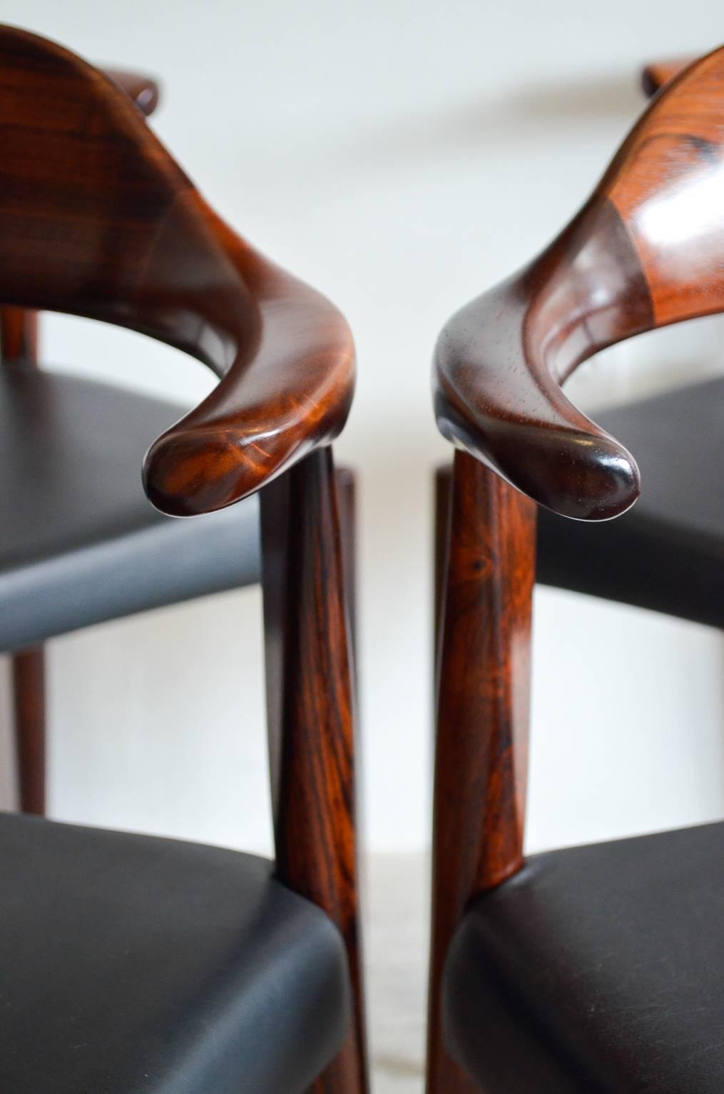 Exceptional Sculpted Rosewood Dining Set by Harry Ostergaard In Excellent Condition In Costa Mesa, CA